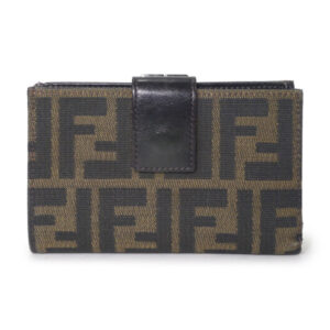 FENDI　ズッカ柄 がま口ミドル財布（濃茶）
