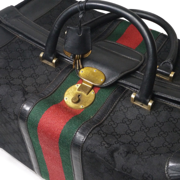 OLD Gucci レア!大型鍵付きシェリー ドクターズバッグ(黒) - 画像 (5)