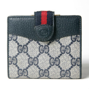OLD Gucci ２つ折れミニシェリーがま口財布（青）
