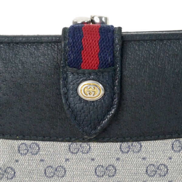 OLD Gucci マイクロGGミニシェリーがま口折財布(青) - 画像 (3)