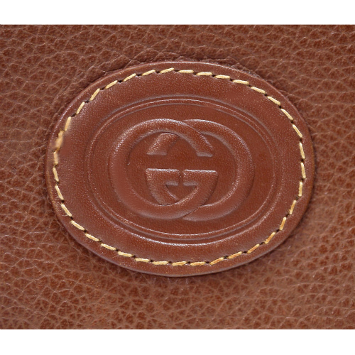 OLD Gucci 大型巾着ショルダー(総革・茶) - 画像 (7)