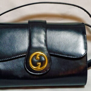 OLD Gucci　紺GG総皮ポーチショルダー