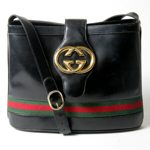 OLD Gucci 80s!GG金具バケツ型ショルダー（黒）