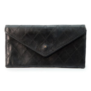 OLD CHANEL ラムスキン マトラッセ長財布（黒）