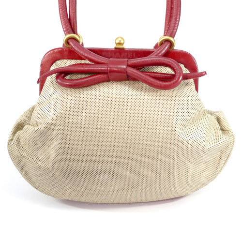 OLD CHANEL リボンモチーフがま口ハンドバッグ